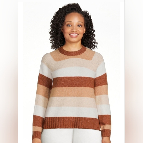 Time and Tru Sweaters - WOMEN'S TIME & TRUE SUPER SOFT STRIPED PULLOVER SWEATER SIZE MEDIUM